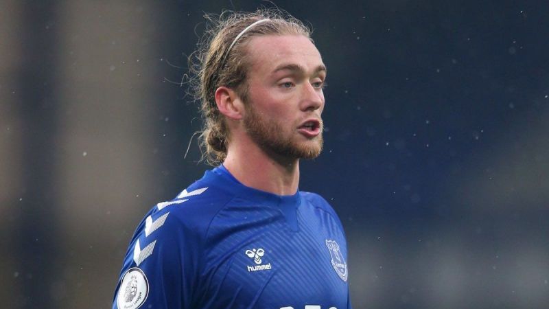Tom Davies was outstanding against Liverpool in the first half.