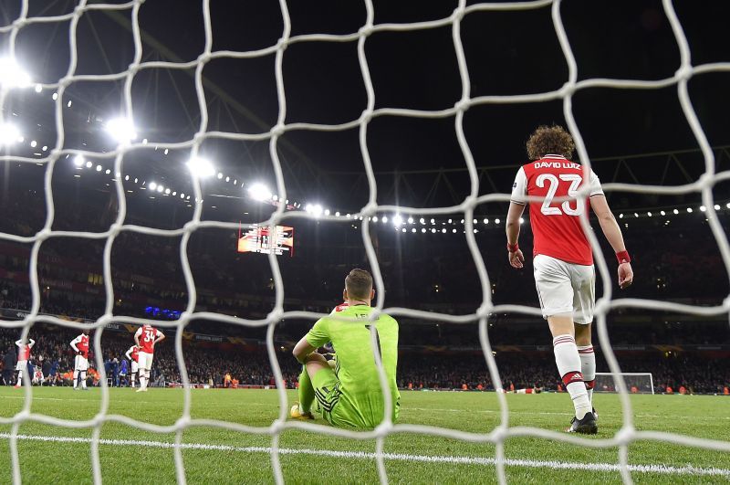 Bernd Leno and David Luiz were sent off against Wolves