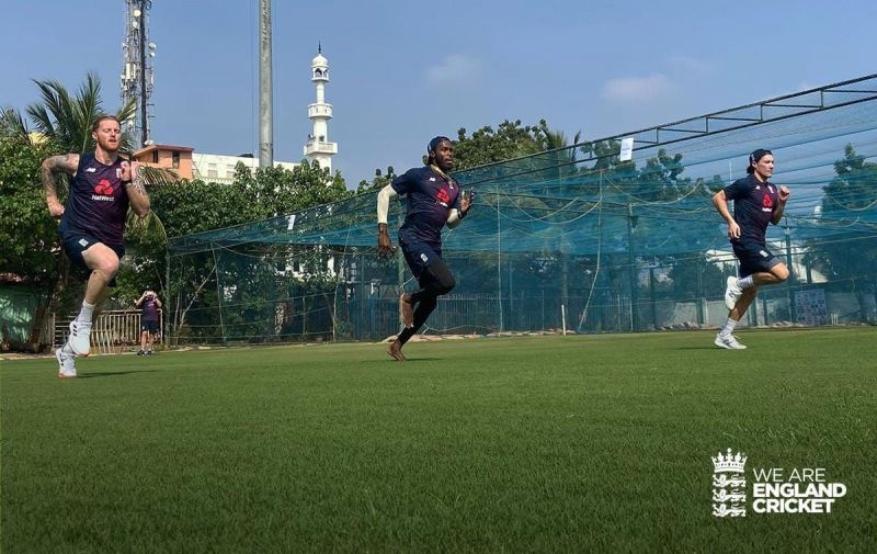 England players during a practice session in Chennai [Credits: England Cricket]