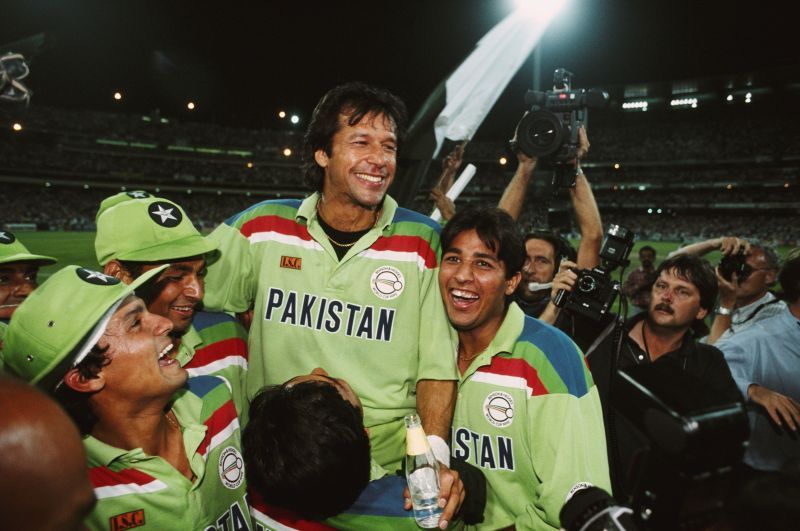 Imran Khan after winning the 1992 World Cup