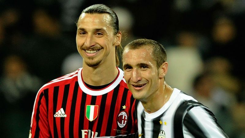 Zlantan Ibrahimovic and Giorgio Chiellini