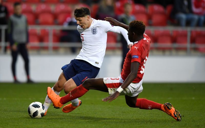 Alexandre Jankewitz in action for Switzerland U17's against England in 2018