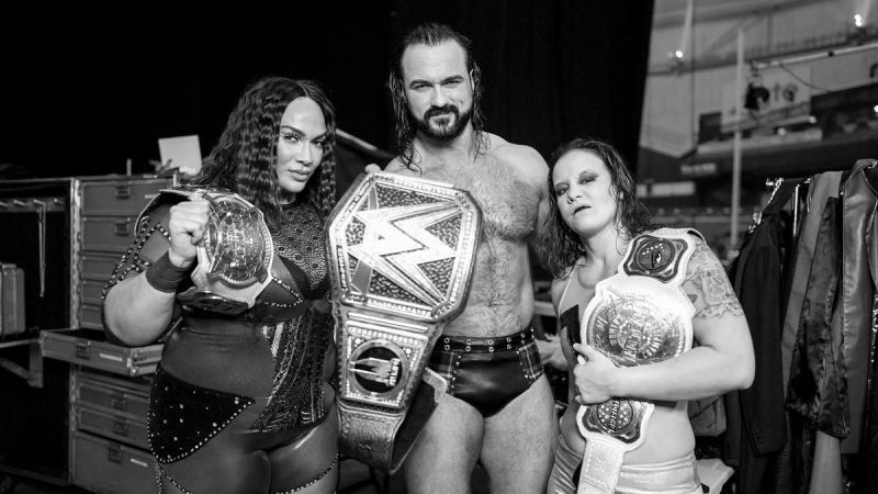 Champions backstage at the Royal Rumble 2021.