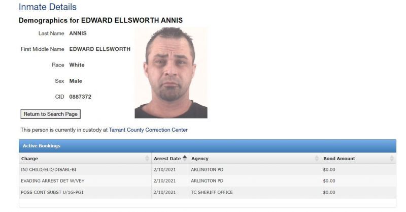 Teddy Hart - real name Edward Ellsworth Annis - Tarrant County Correction Center