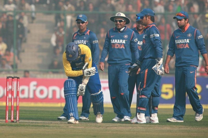 The Lankan batters got some nasty hits at the dangerous Kotla pitch