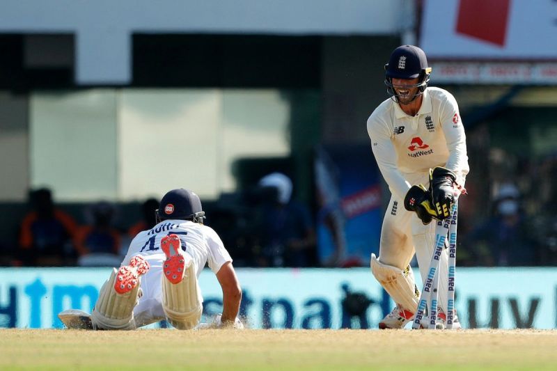 Rohit Sharma was stumped by Ben Foakes off the bowling of Jack Leach