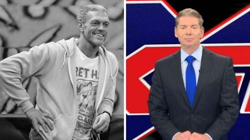 Edge (left); Vince McMahon (right)