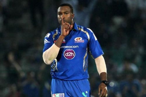 Kieron Pollard in IPL action for the Mumbai Indians