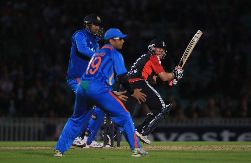 Action from an India v England game.