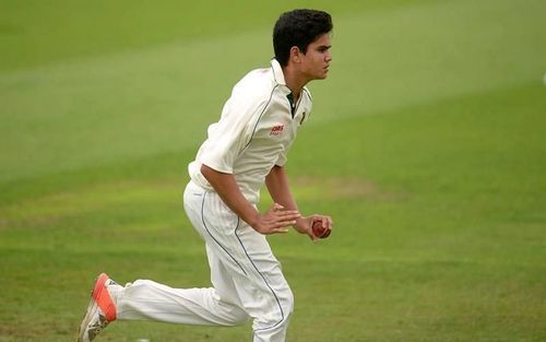 Arjun Tendulkar in domestic cricket action