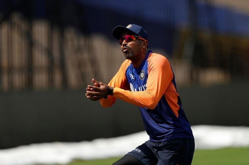 Hardik Pandya during practice (Pic: Hardik Pandya/Twitter)