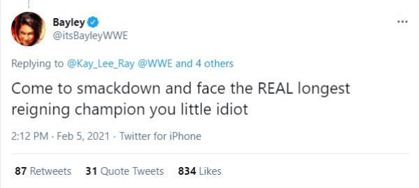 Bayley quickly replied to Kay Lee Ray