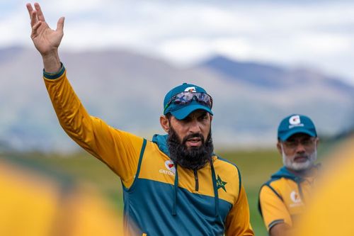 Misbah-ul-Haq in a net session.