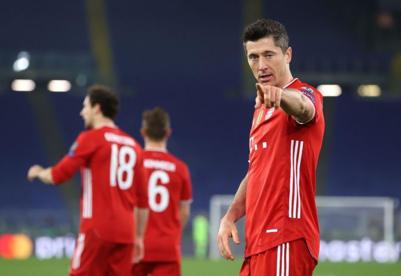 Robert Lewandowski celebrates after scoring