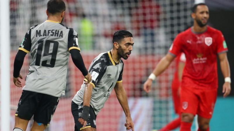 Ahly&#039;s Hussien El Shahat after scoring against Al-Duhail in the Club World Cup.