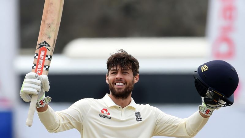 Ben Foakes celebrates after scoring a Test hundred against Sri Lanka