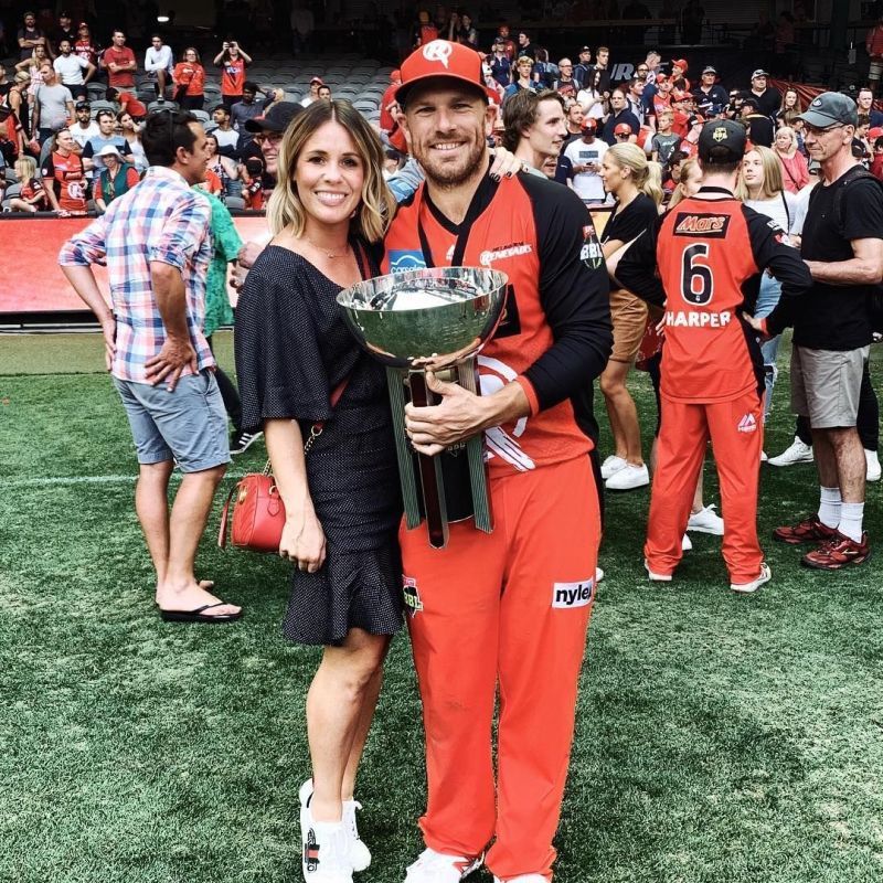 Aaron Finch with his wife