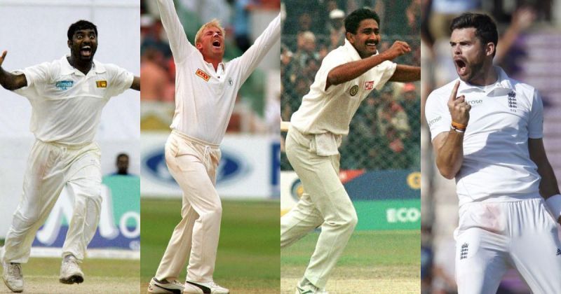 (L - R) Muttiah Muralitharan, Shane Warne, Anil Kumble and James Anderson. P/C- AFP and Reuters