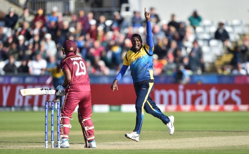 Action from Sri Lanka v West Indies encounter.