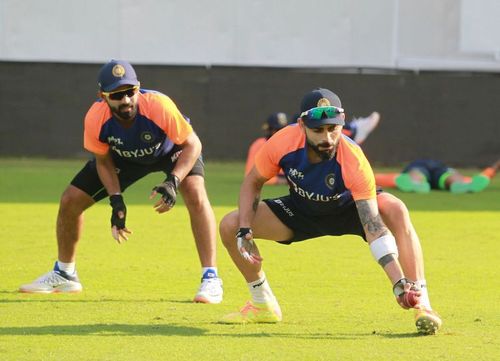 India's captain and vice-captain during a training session in Chennai [Credits: BCCI]