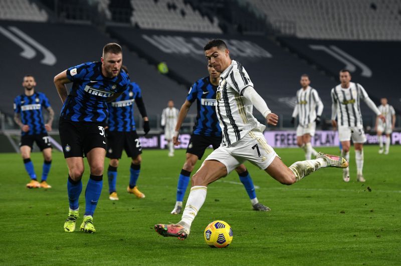 Cristiano Ronaldo's two attempts were blocked by Inter defenders