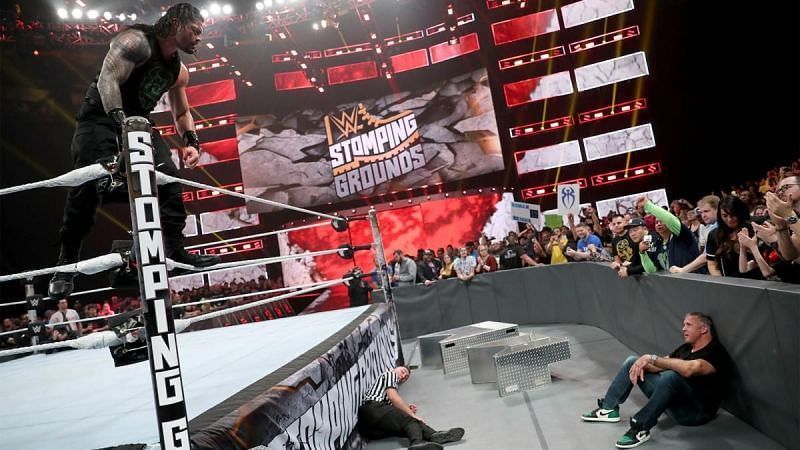 Roman Reigns and Shane McMahon at WWE Stomping Grounds