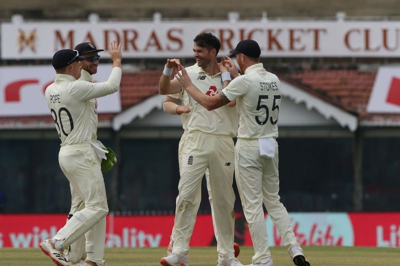James Anderson celebrates one of his three scalps. Pic: ICC