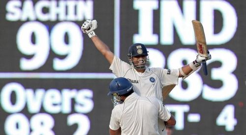 Sachin Tendulkar and Yuvraj Singh celebrate Team India's 2008 win in Chennai..