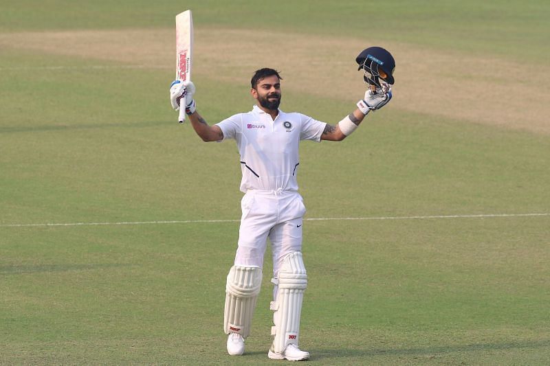 Virat Kohli celebrates a century for Team India