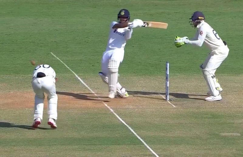 Cheteshwar Pujara&#039;s unfortunate dismissal (P.C. Twitter @man4_cricket)