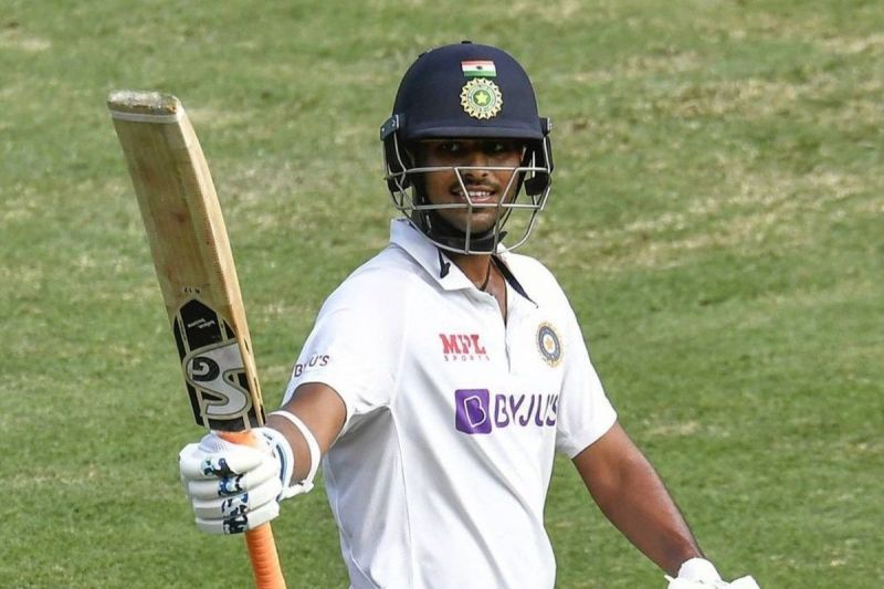 Washington Sundar celebrates after reaching his half-century