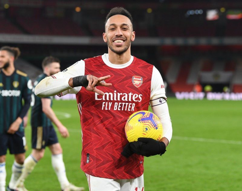 Pierre-Emerick Aubameyang scored a hat-trick as Arsenal defeated Leeds United 4-2