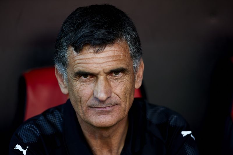 Eibar manager Jose Mendilibar looks on during a game