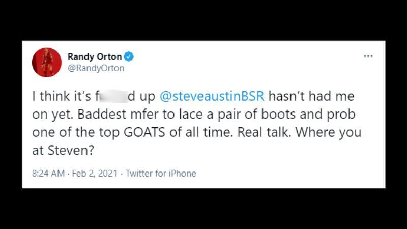 Randy Orton's tweet to Steve Austin