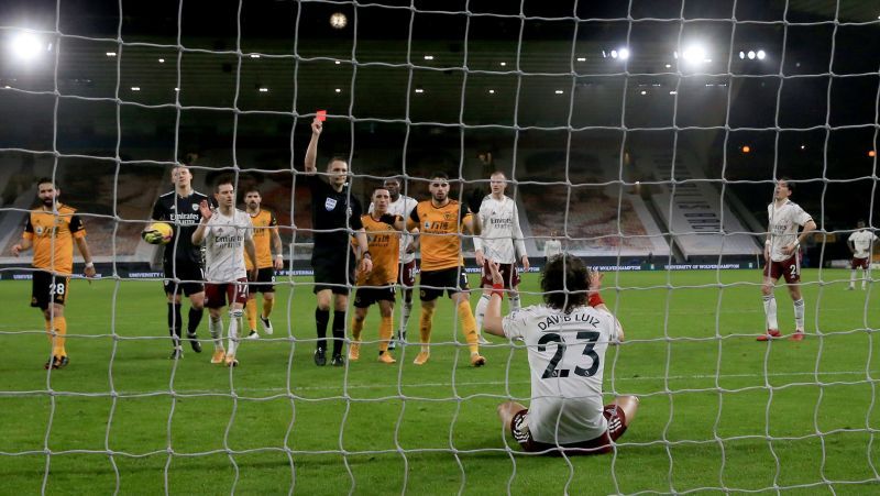 David Luiz and Bernd Leno were sent off as Arsenal lost to Wolves&nbsp;