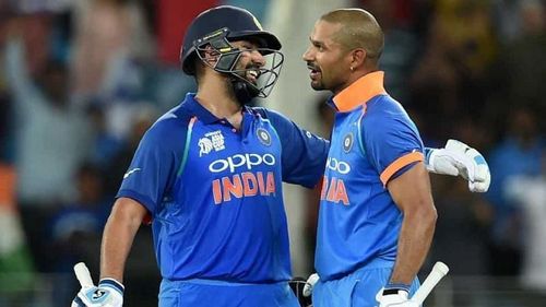 Rohit Sharma (L) and Shikhar Dhawan