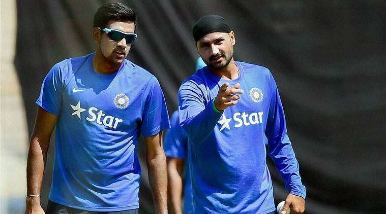 Ravichandran Ashwin (left) and Harbhajan Singh (right)