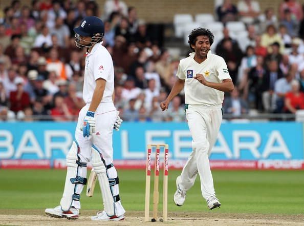 Mohammad Asif in action for Pakistan