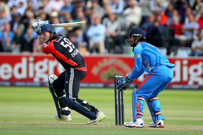 Ben Stokes batting versus India in 2011