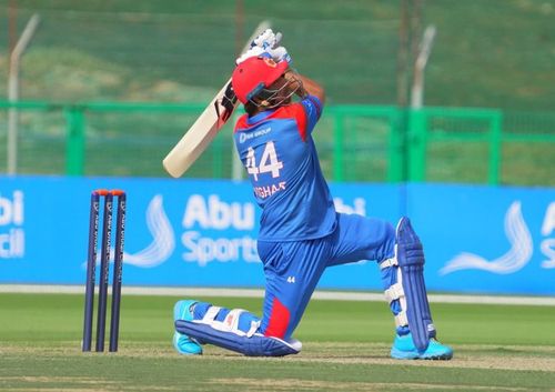 Asghar Afghan during the 2nd T20I against Zimbabwe.