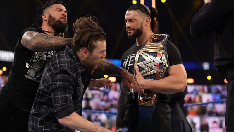 Jey Uso, Daniel Bryan, and Roman Reigns