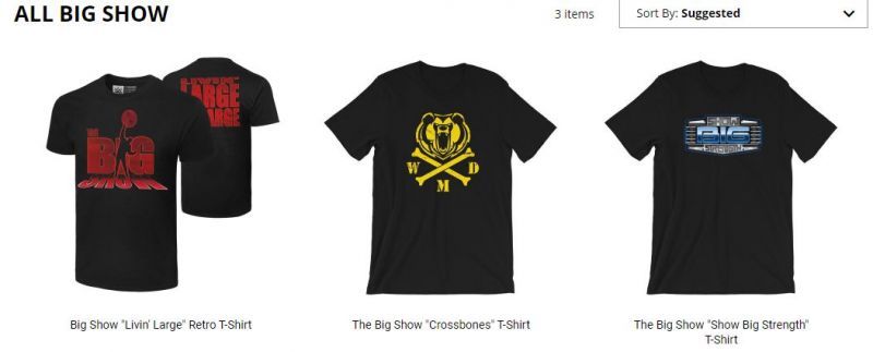 Three items are for sale on Big Show's WWE Shop page