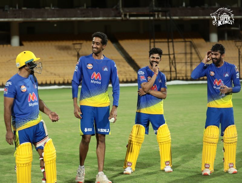 CSK players during the practice session at Chepauk.
