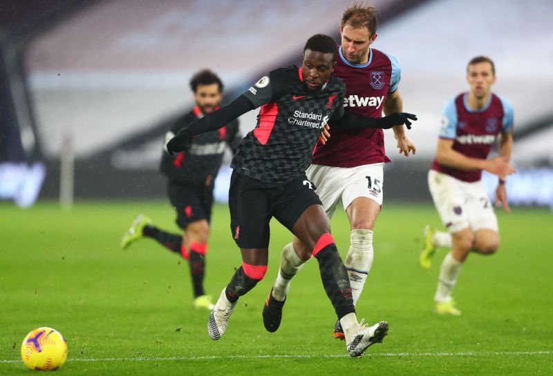 Divock Origi against West Ham United in the Premier League