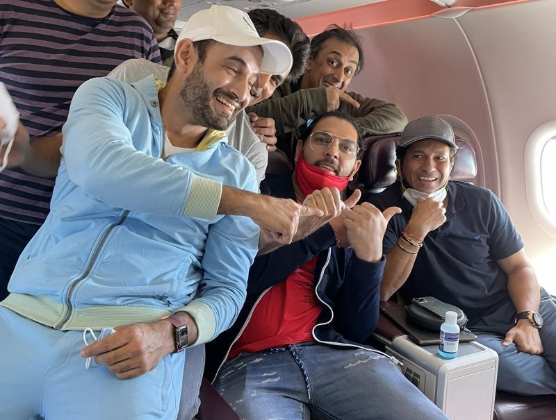 India Legends celebrate their win. Pic: Irfan Pathan/ Twitter