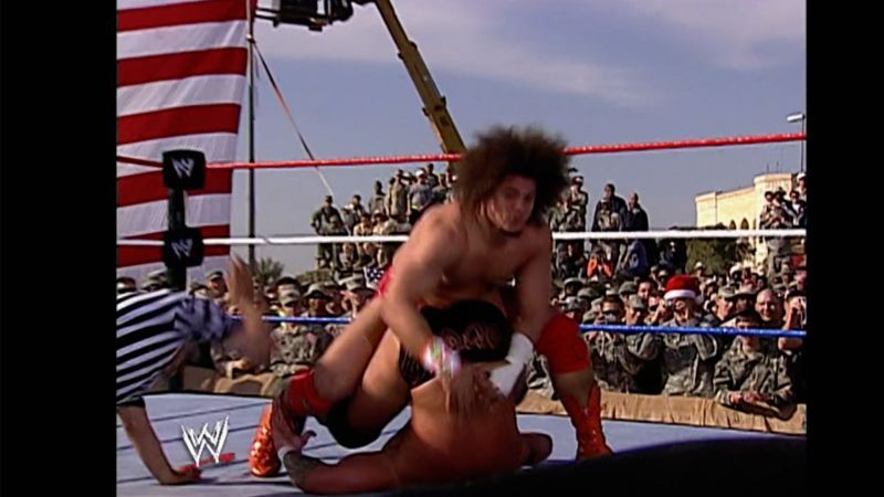 Carlito scored a surprise victory over the former World Heavyweight Champion on the 2006 Tribute to the Troops special