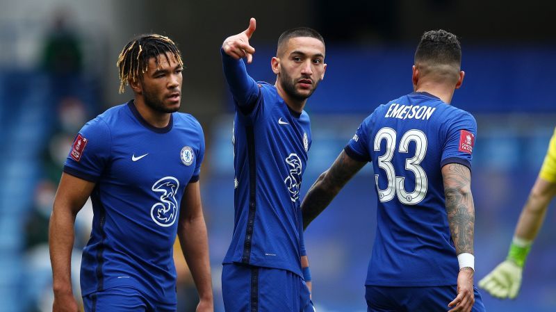 Hakim Ziyech celebrates his goal for Chelsea