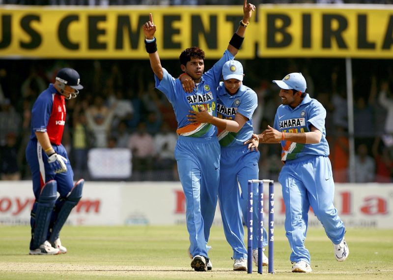 Sreesanth celebrates after he got a wicket in 2006
