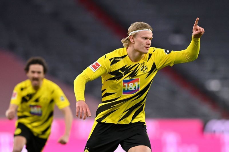 Erling Haaland has racked up 100 career goals with a stunning brace against Bayern Munich.