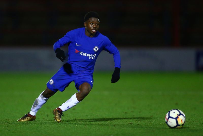 Tariq Lamptry playing in an FA Youth Cup tie for Chelsea in 2018